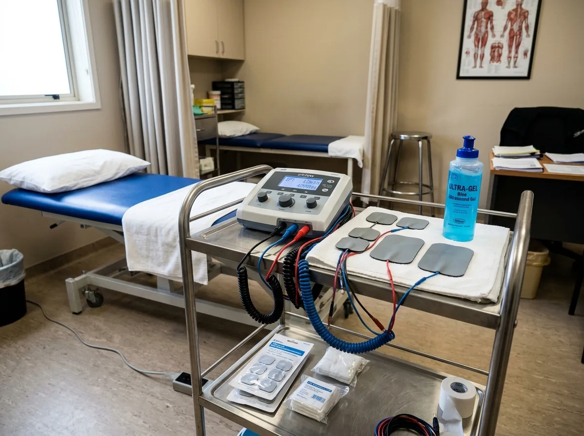Common IFT Interferential Therapy Machine on Clinic Trolley