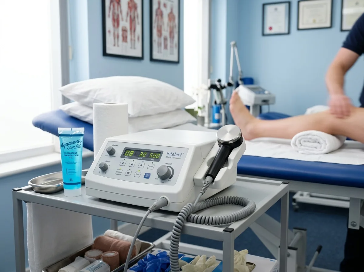 Therapeutic Ultrasound Machine with Transducer Probe and Gel